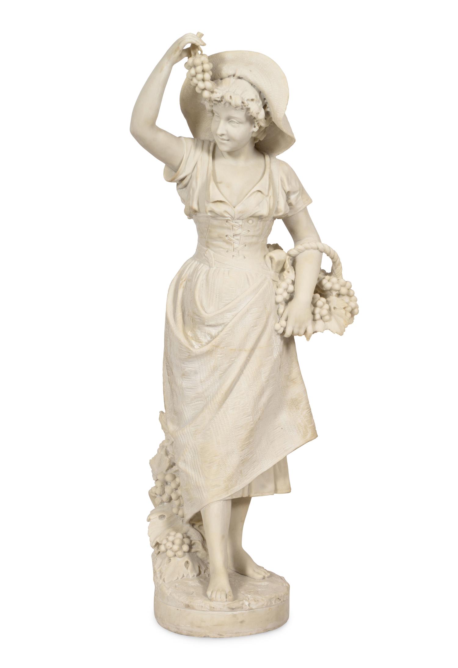 An Italian Alabaster Figure of a Young Woman