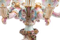A Pair of Large German Porcelain Figural Six-Light Candelabra