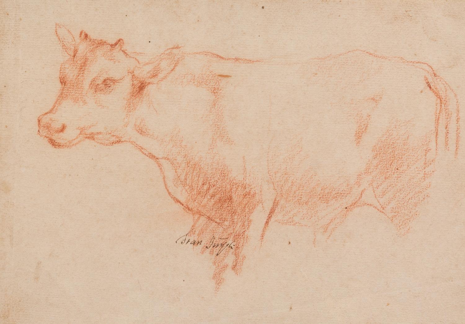 Francesco (Imperiali) Ferdinandi, (Italian, 1679-1740), Double sided Study depicting a Landscape and Cow