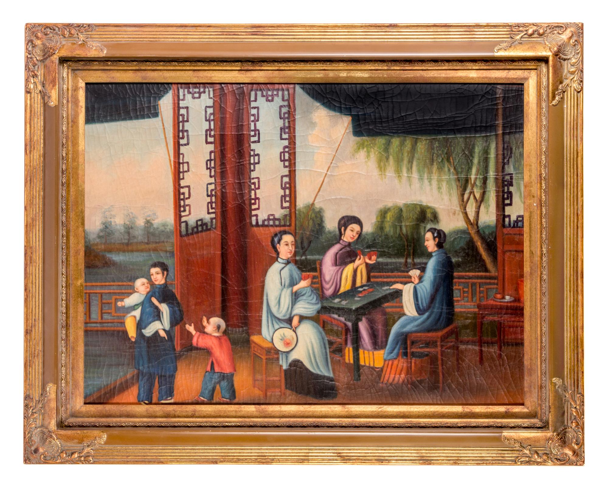 A Chinese Export Oil Painting 22 1/4 x 30 3/4 inches.