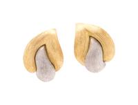 HENRY DUNAY, YELLOW GOLD AND PLATINUM EARCLIPS