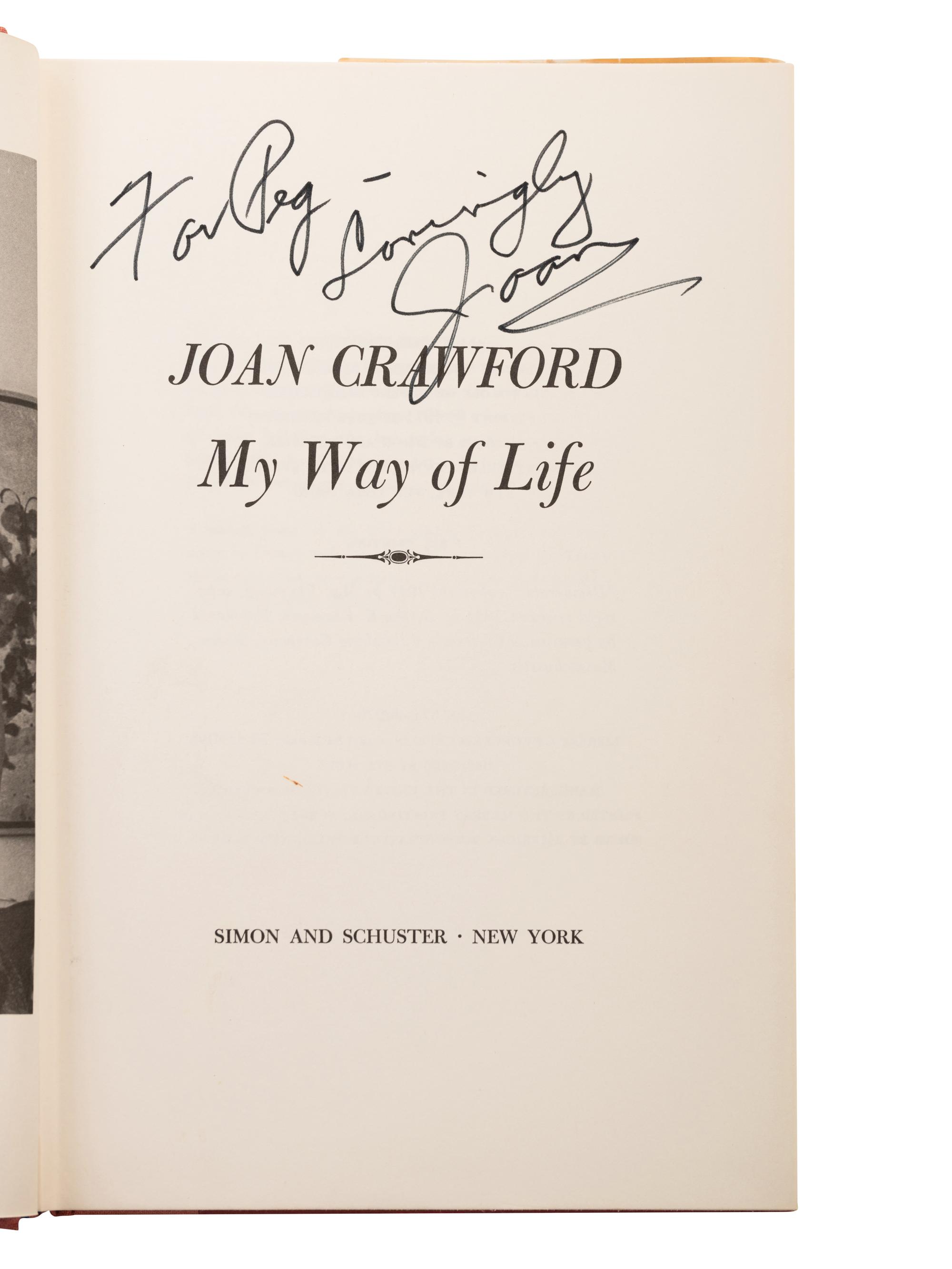 (Celebrity Memorabilia) A group of Joan Crawford memorabilia, comprising: