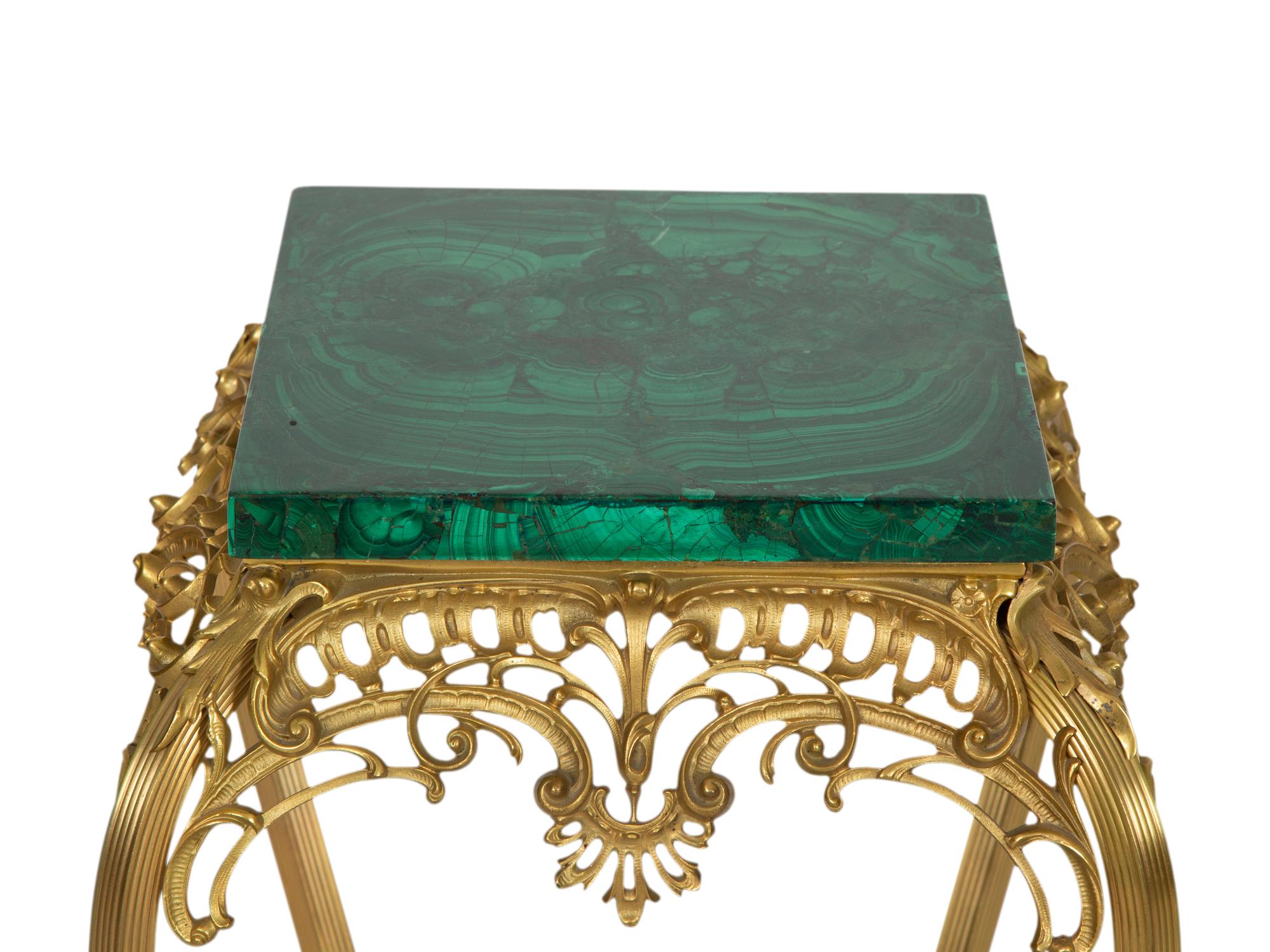 A Continental Gilt Metal and Malachite Side Table