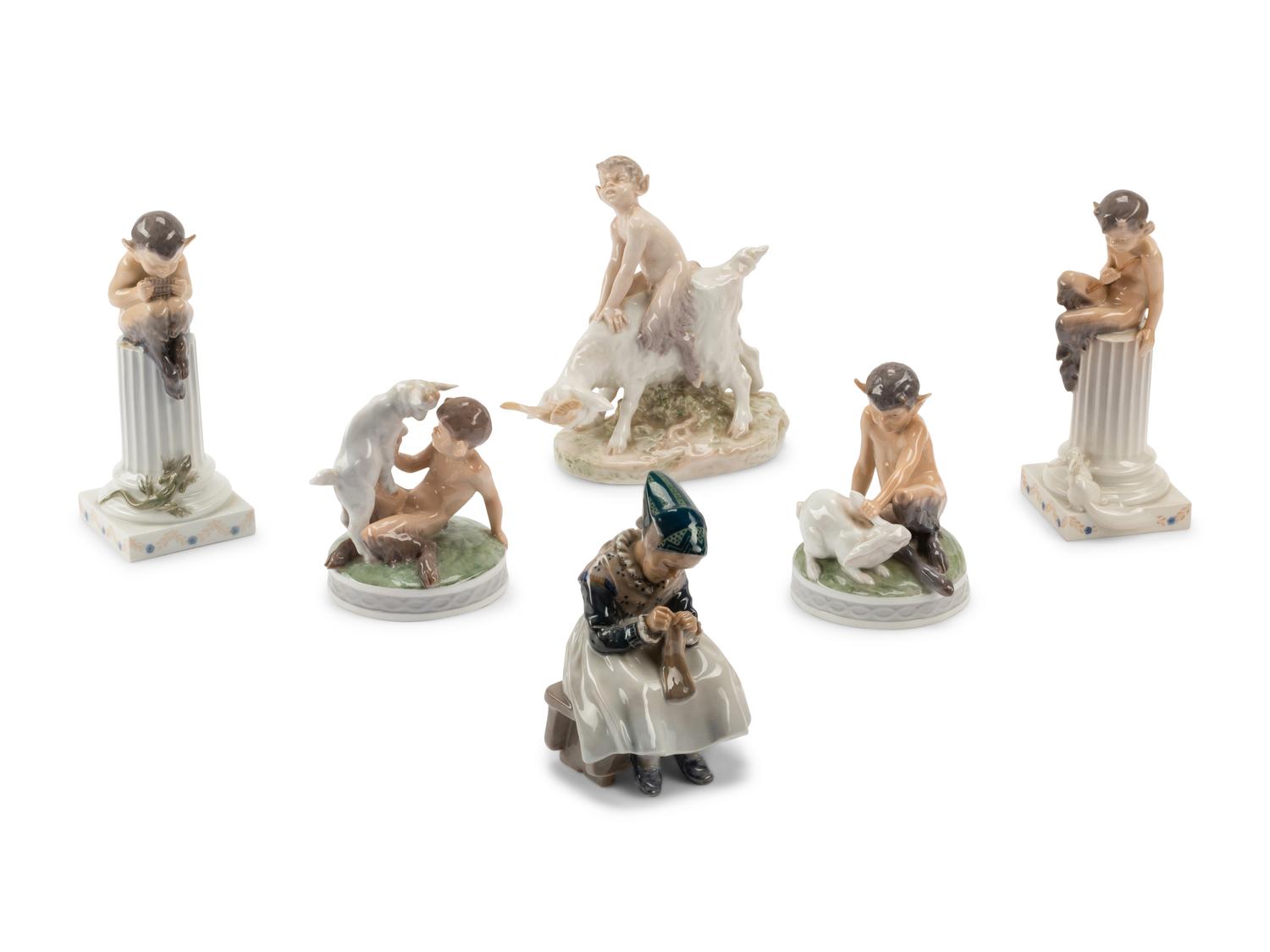 A Group of Six Royal Copenhagen Porcelain Figures