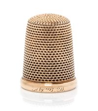 An American 14-Karat Yellow Gold Thimble, Carter, Gough & Co., Newark, NJ, the knurled top and body above a plain rim with an engraved