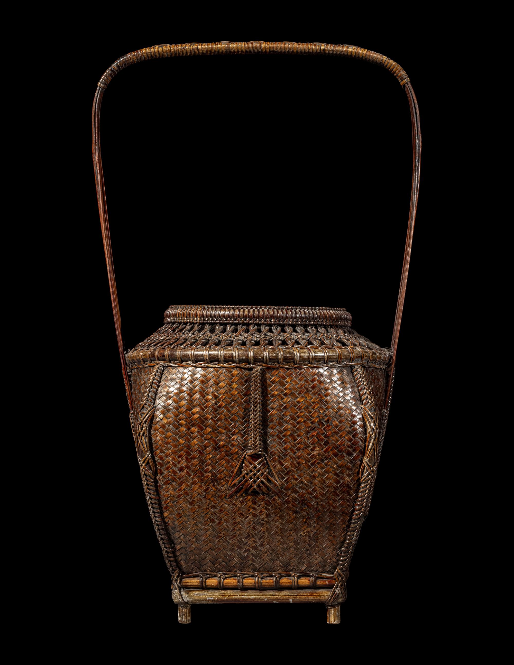 A Japanese Ikebana Bamboo Basket