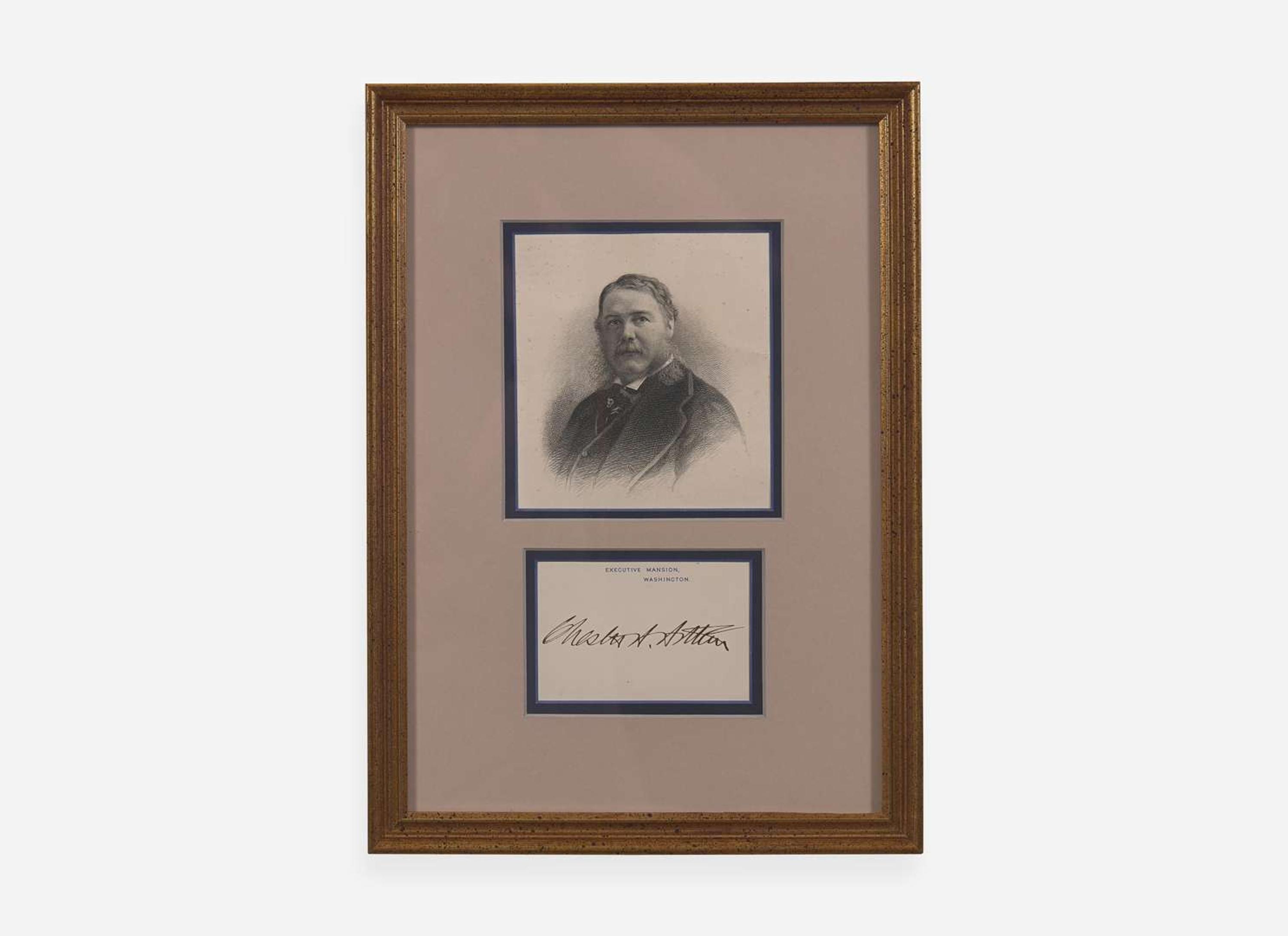 [Presidential] Arthur, Chester A.: Signed Executive Mansion Card