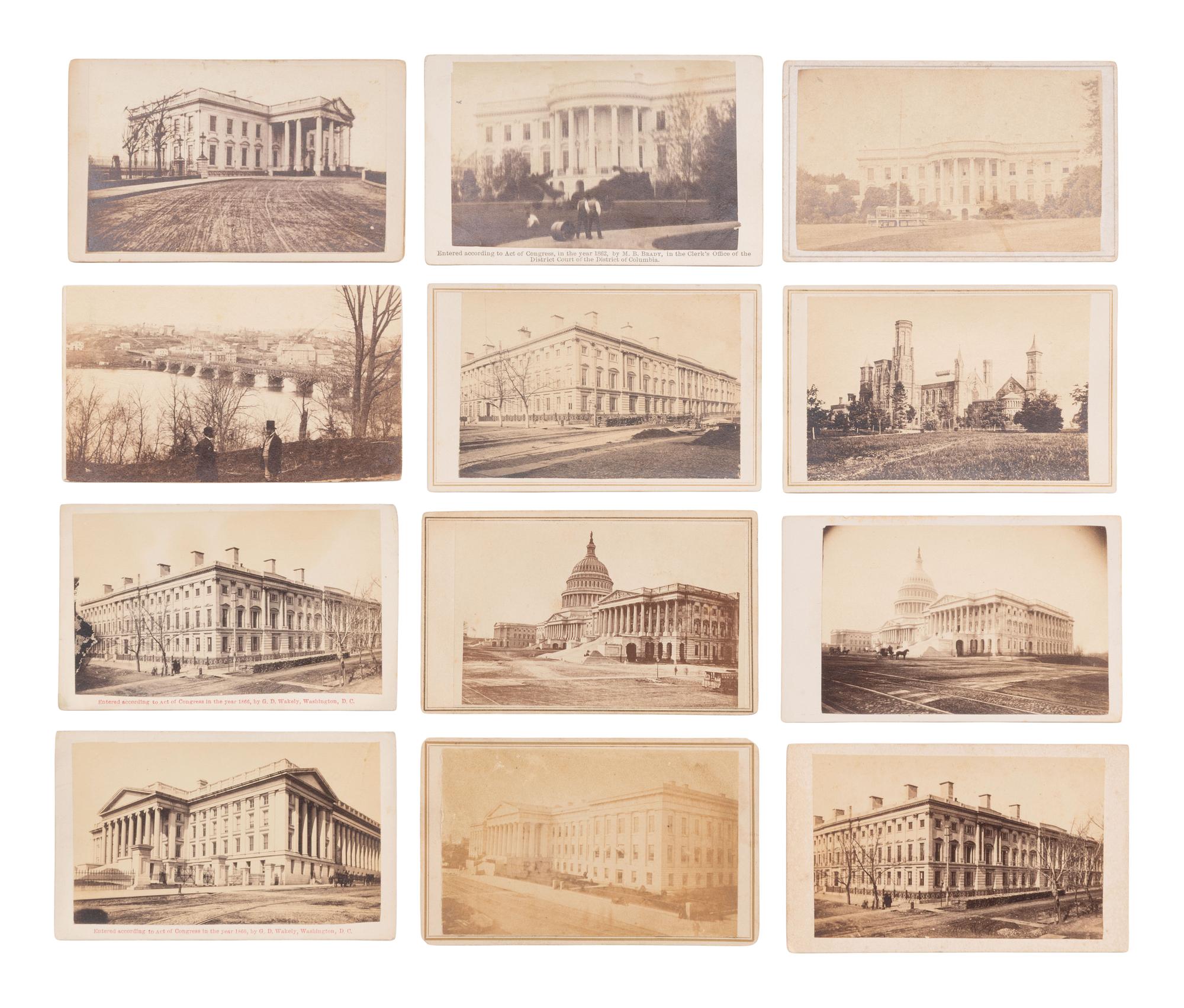 [EARLY PHOTOGRAPHY]. 31 CDVs of prominent structures and street scenes captured in Washington, DC and nearby.