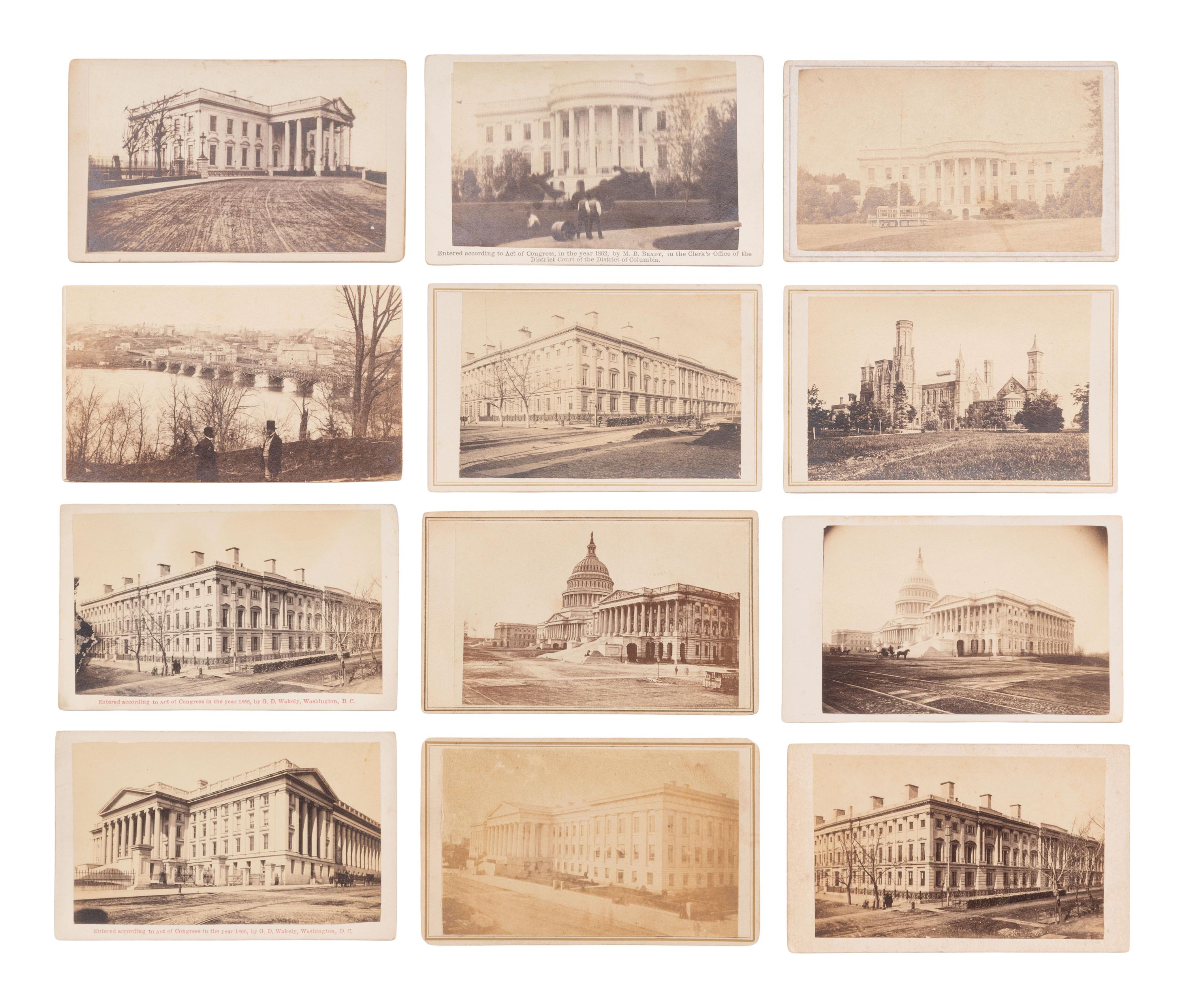 [EARLY PHOTOGRAPHY]. 31 CDVs of prominent structures and street scenes captured in Washington, DC and nearby.