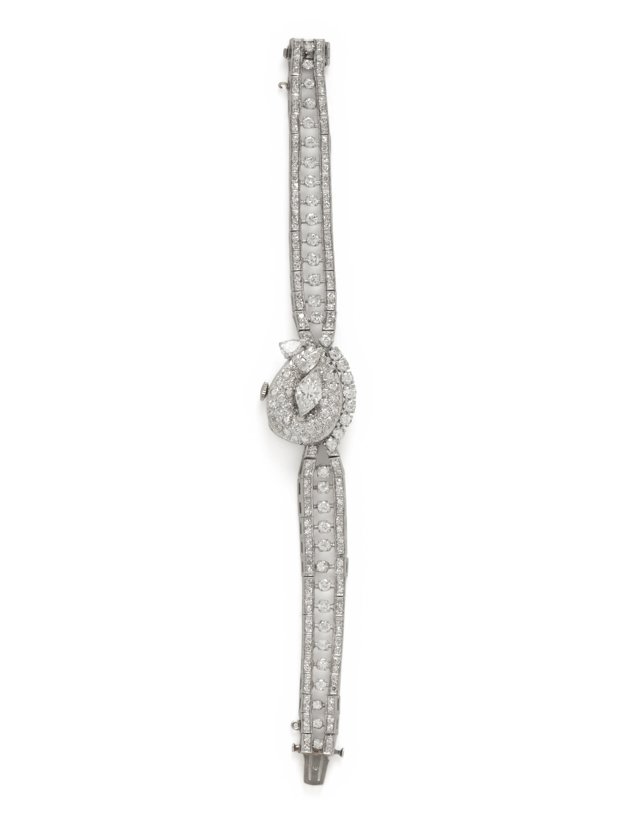 HAMILTON, PLATINUM AND DIAMOND SURPRISE WATCH
