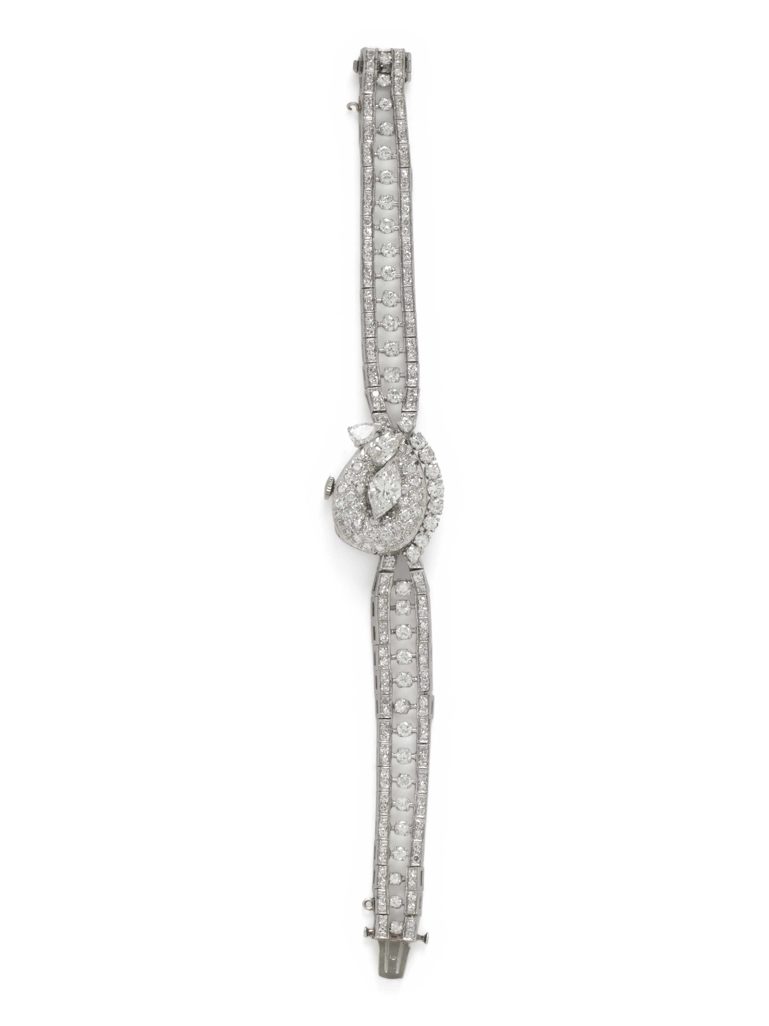 HAMILTON, PLATINUM AND DIAMOND SURPRISE WATCH
