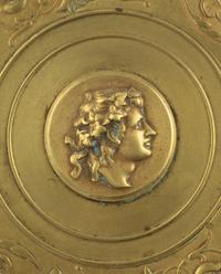 A French Gilt Bronze and Enamel Box and a Brass Tazza