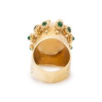 CORAL, EMERALD, AND YELLOW GOLD RING