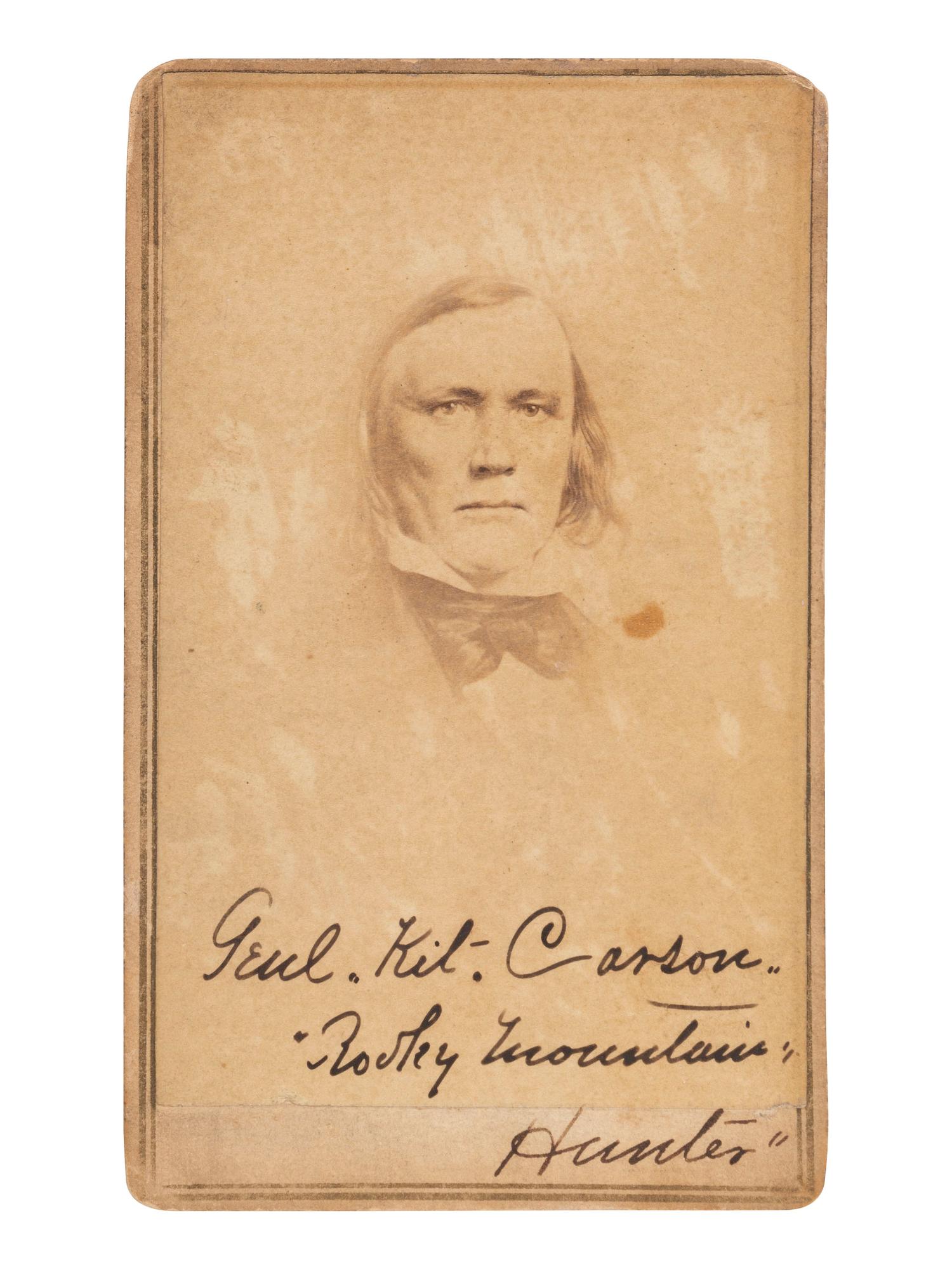[CARSON, Christopher "Kit" (1809-1868)]. BRADY, Mathew (1822-1896). CDV of Christopher "Kit" Carson. New York: E & H.T. Anthony, ca early 1860s.