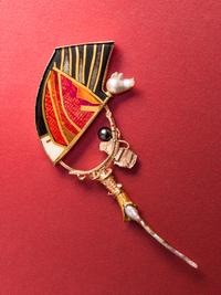WILLIAM HARPER, ENAMEL AND CULTURED PEARL 'DECEMBER FRAGMENT' BROOCH