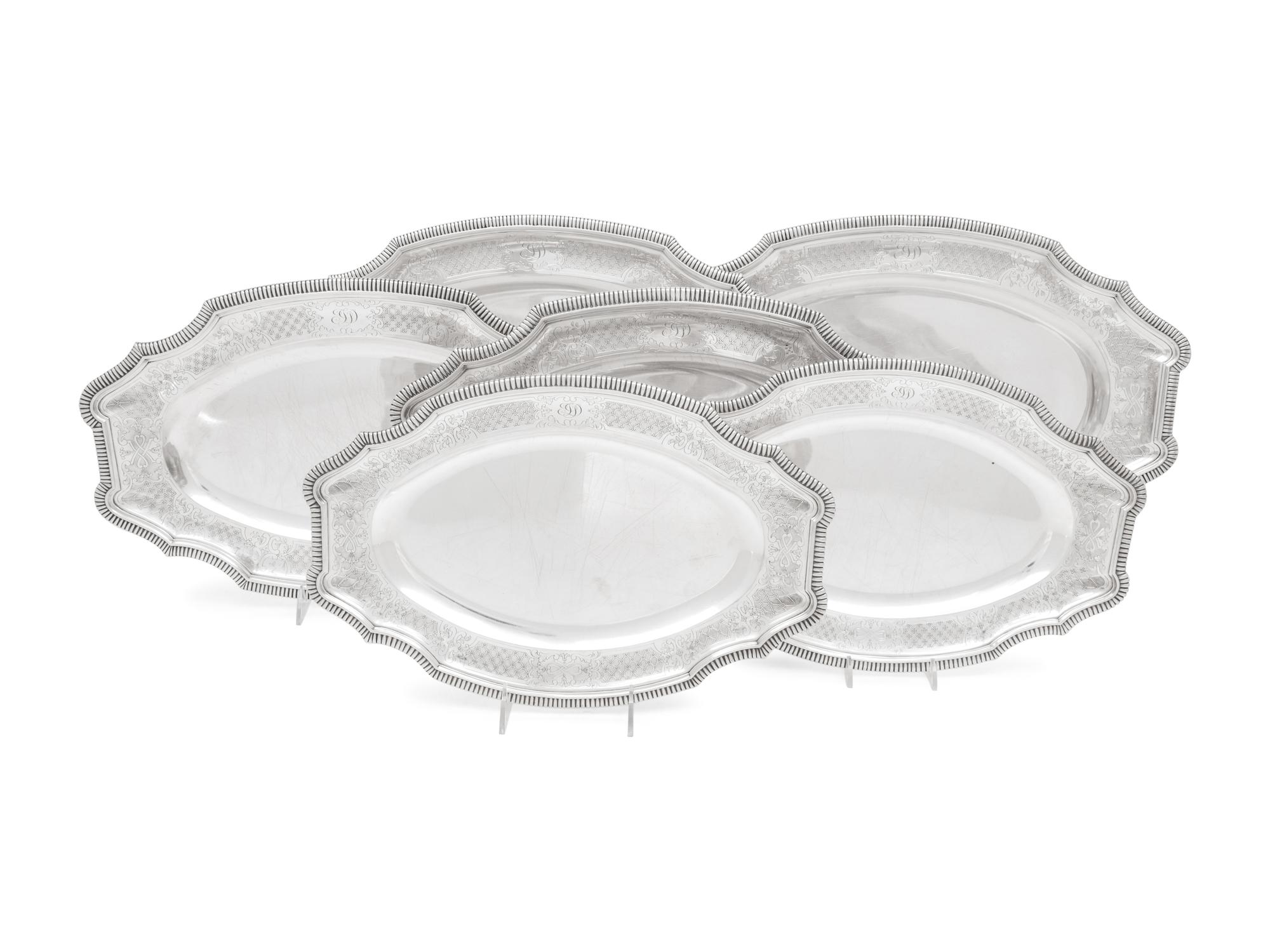 Three Pairs of French Silver Platters