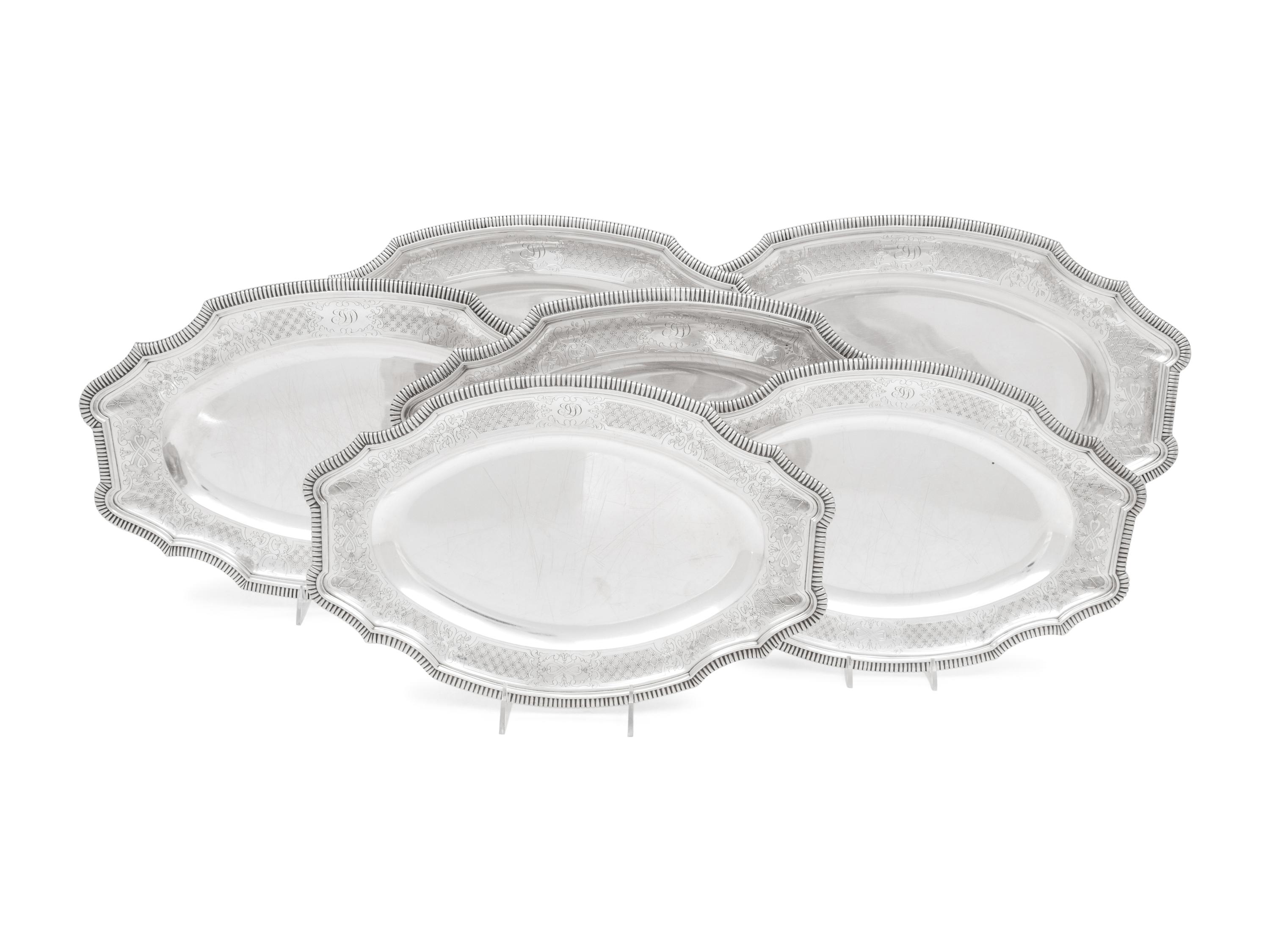 Three Pairs of French Silver Platters