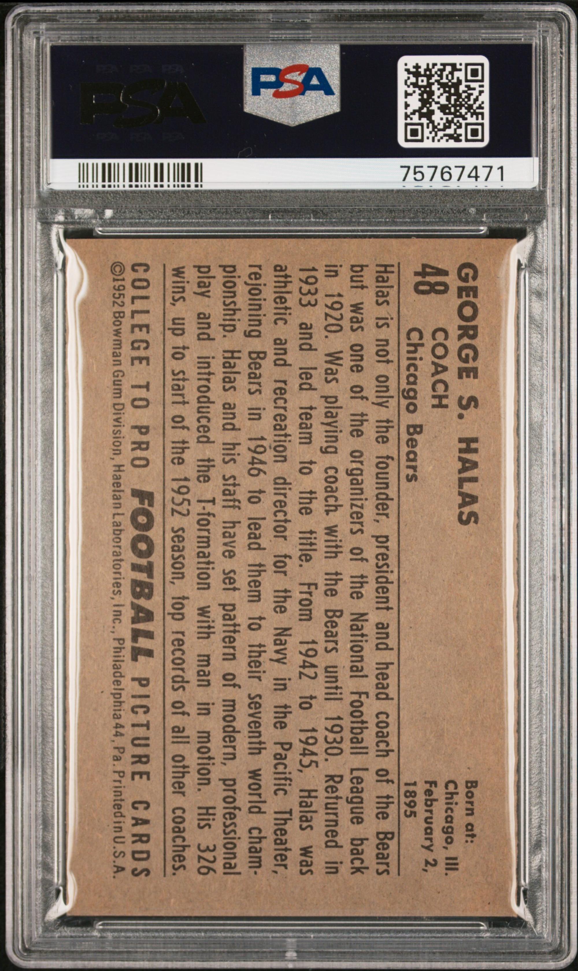 A Group of PSA Graded 1952 Bowman Large and Small George Halas Rookie Cards