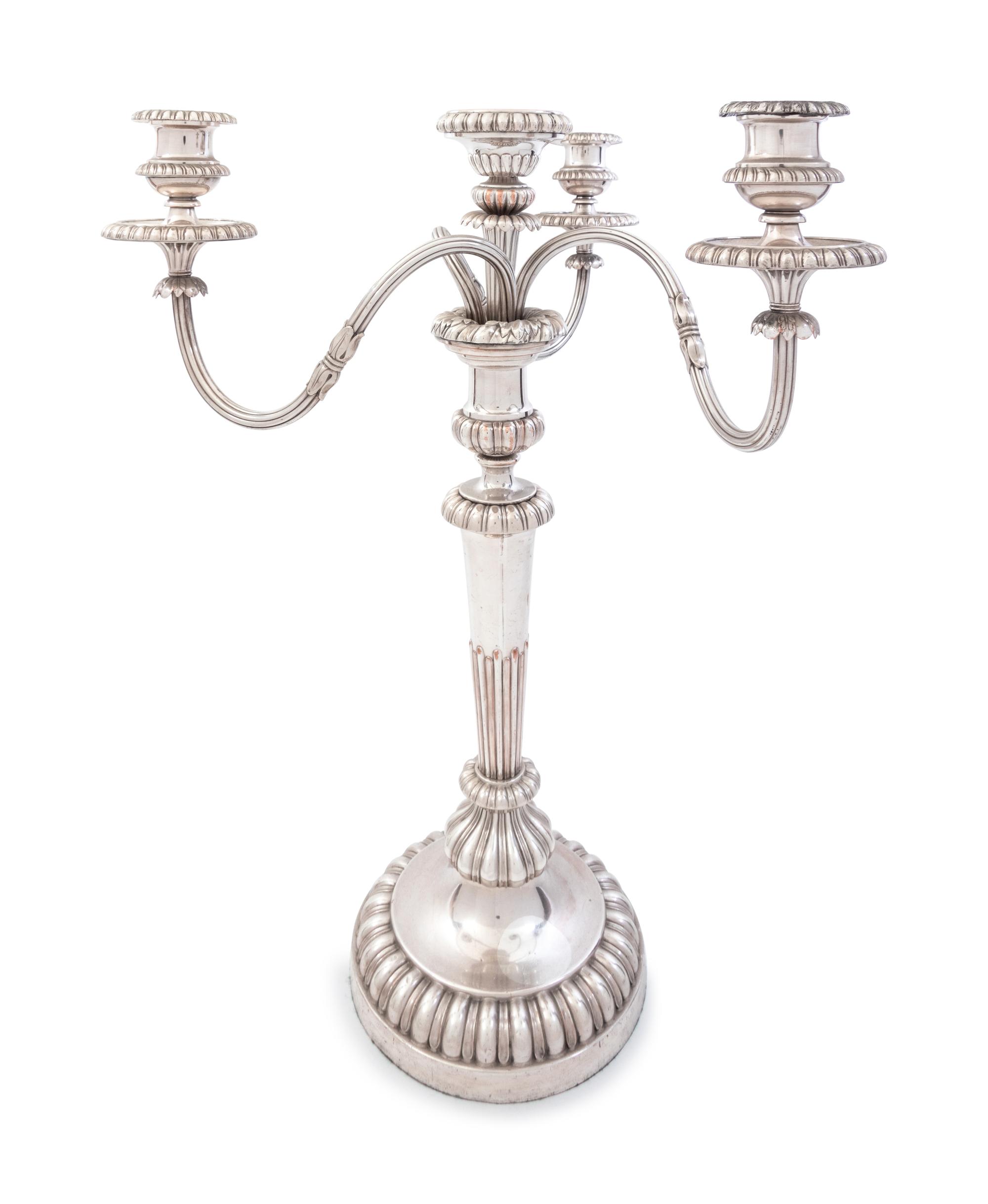 An English Silver-Plate Four-Light Candelabra