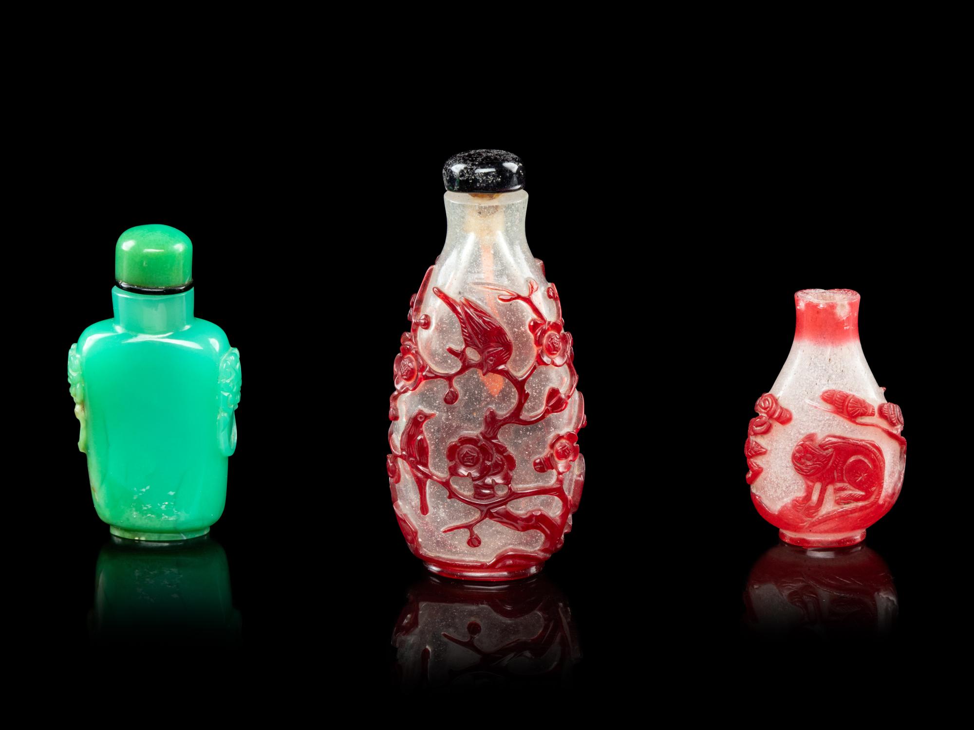 Three Chinese Glass Snuff Bottles