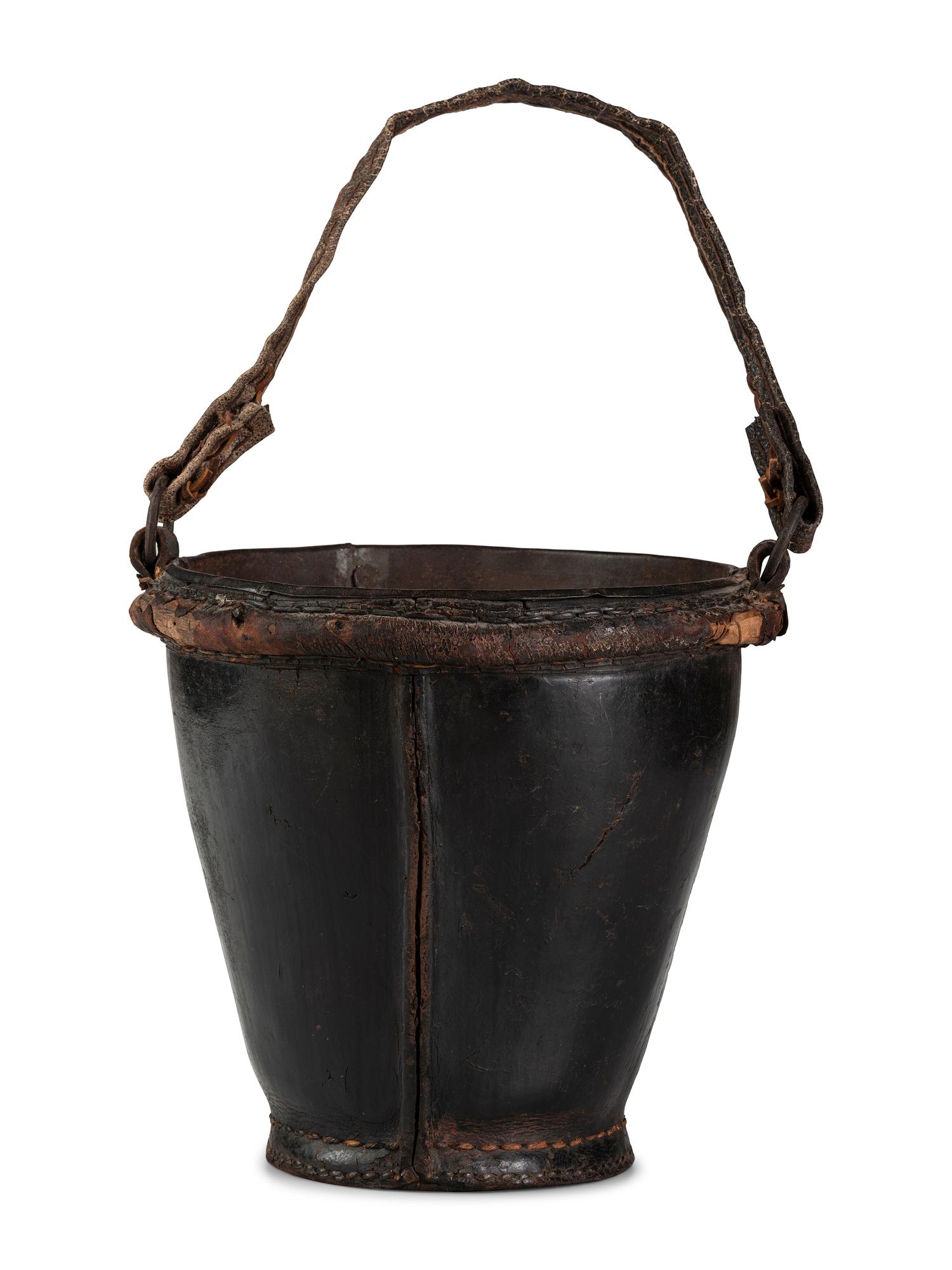 An English Leather Eagle-Decorated Fire Bucket