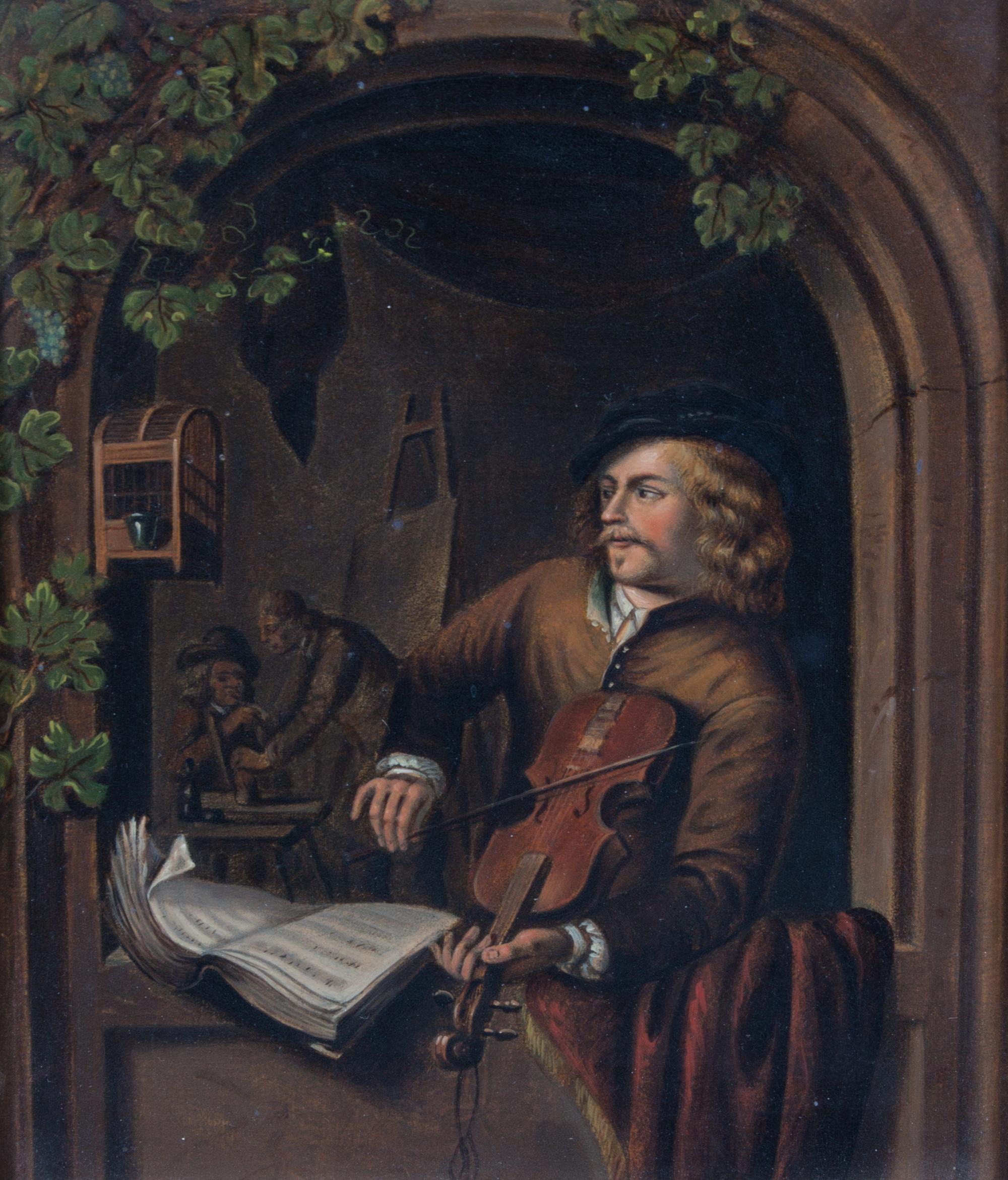 German School, (19th century), Musician and Maiden (two works)