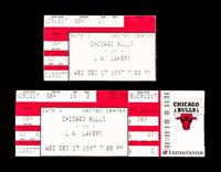 A Group of Four Important December 17, 1997 Chicago Bulls vs. Los Angeles Lakers Tickets from Michael Jordan vs Kobe Bryant Duel (Jordan 36 Points - Kobe 33 Points),