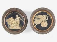 A unique commemorative Neoclassical double-sided composition "Americana Prosperitas" snuff box, attributed to Jean Martin Renaud (French, 1746-1821), circa 1785