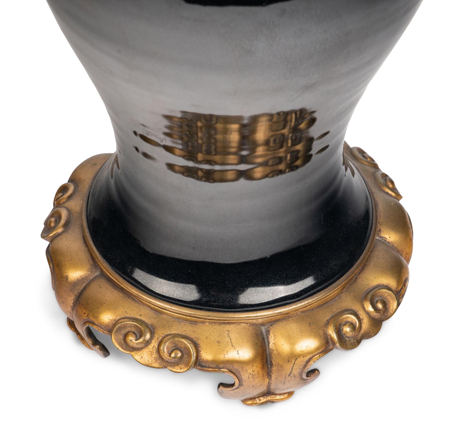 A Pair of Gilt Bronze Mounted Chinese Porcelain Vases Mounted as Lamps