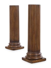 A Pair of Fluted Columnar Walnut Pedestals