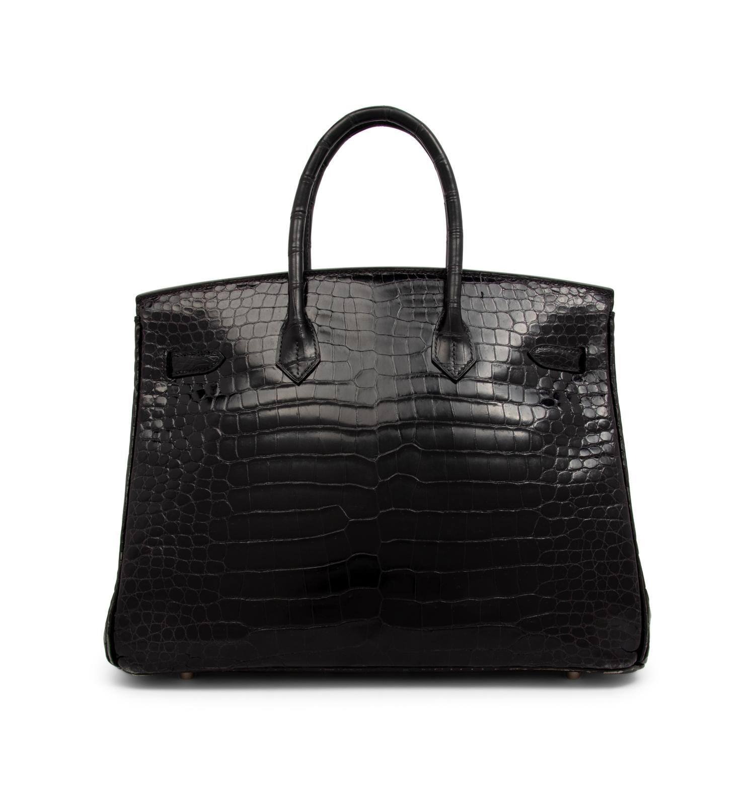 Hermès Birkin 35 in Shiny Black Porosus Crocodile, 2004