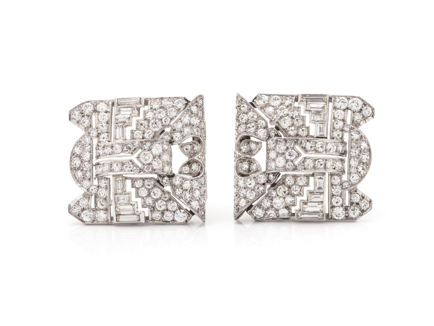 DIAMOND DOUBLE CLIP BROOCH