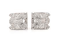 DIAMOND DOUBLE CLIP BROOCH