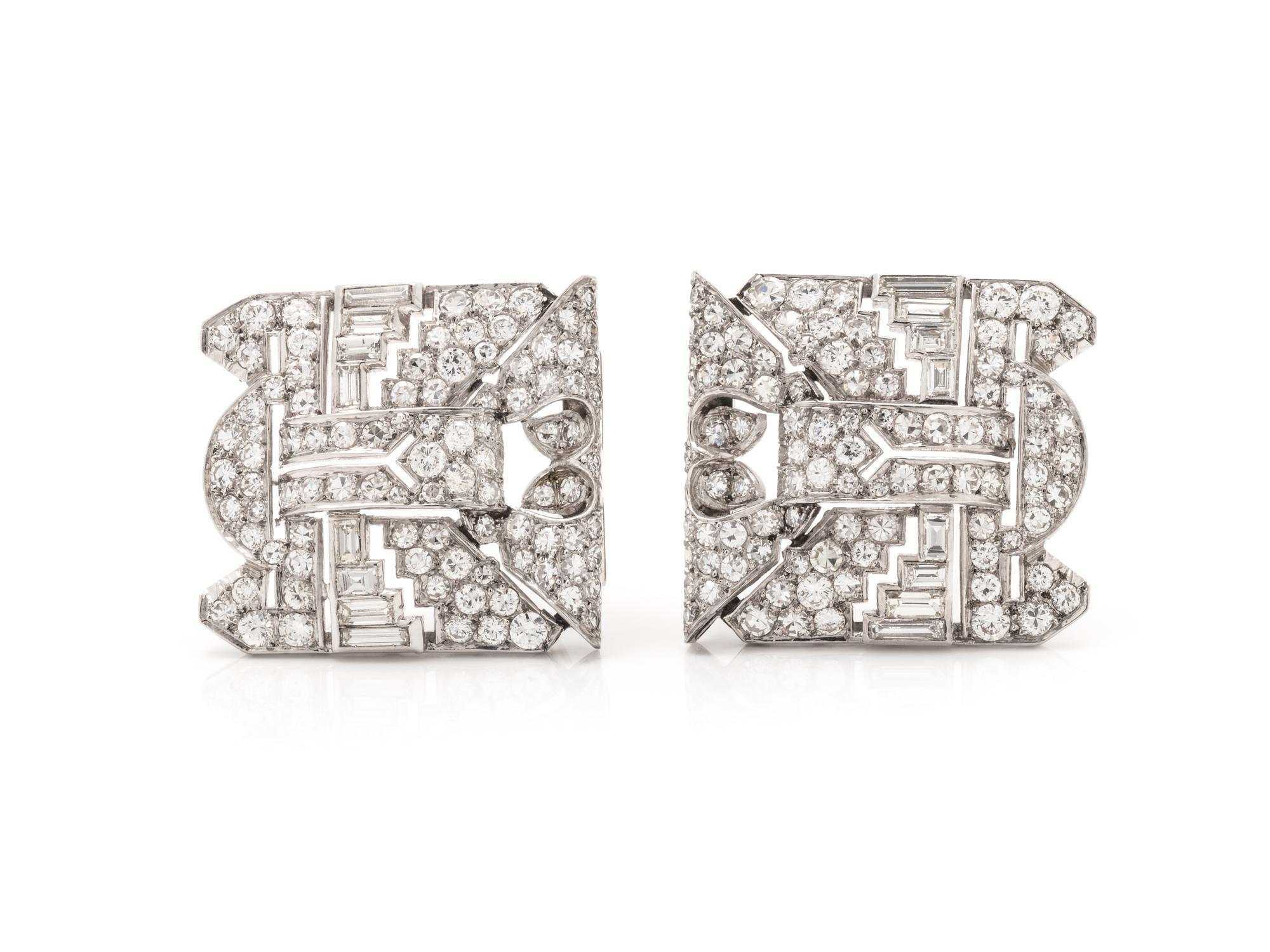 DIAMOND DOUBLE CLIP BROOCH