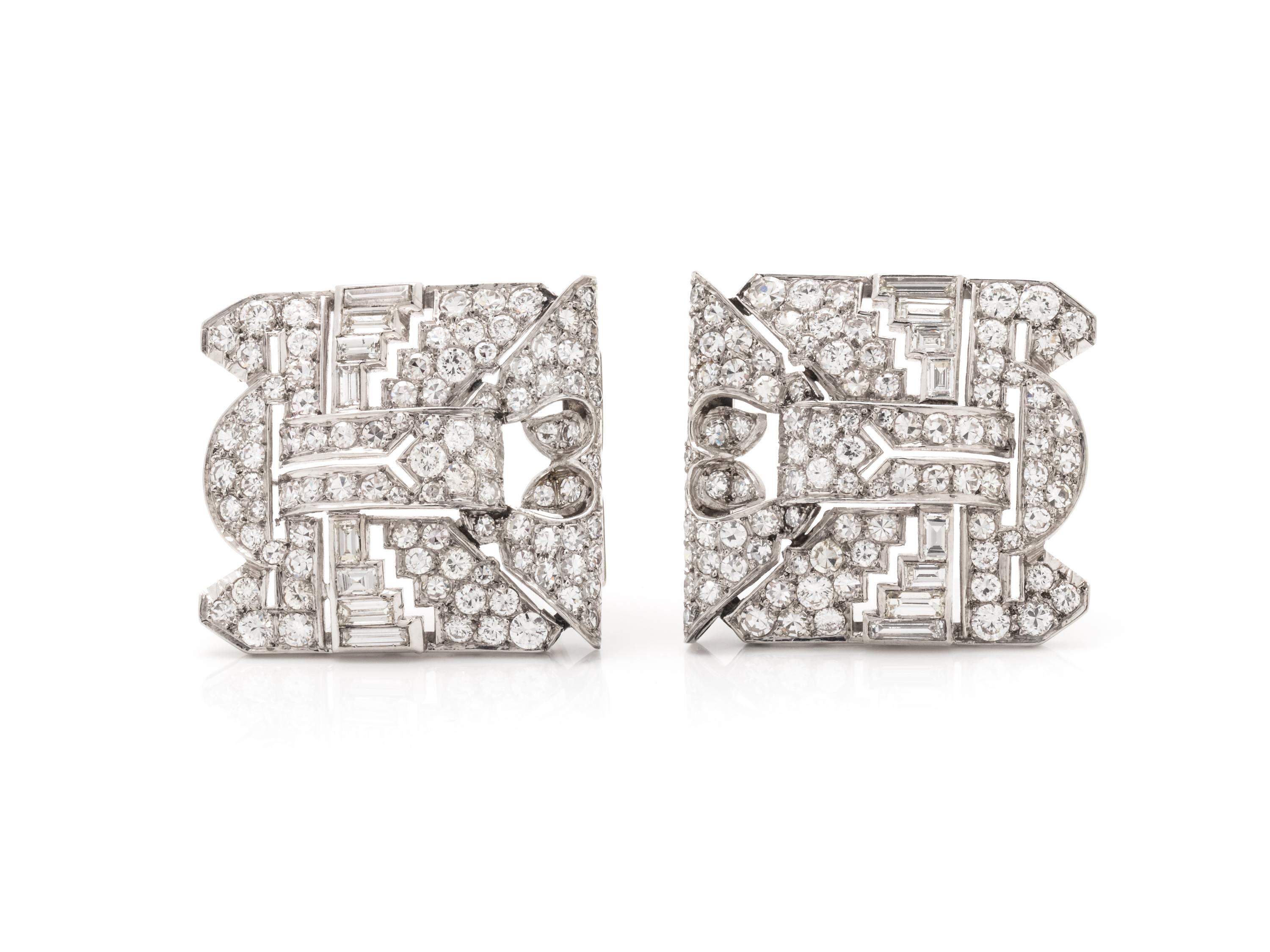 DIAMOND DOUBLE CLIP BROOCH