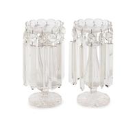 A Pair of Cut Glass Girandole Candlesticks