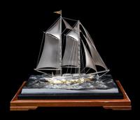 A Japanese Silver Model of a Yacht