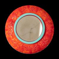 A Chinese Turquoise and Ruby Overlay White Glass Water Pot, Qianlong Mark and Period 清乾隆 白地套彩料饕餮蓮紋水盂
