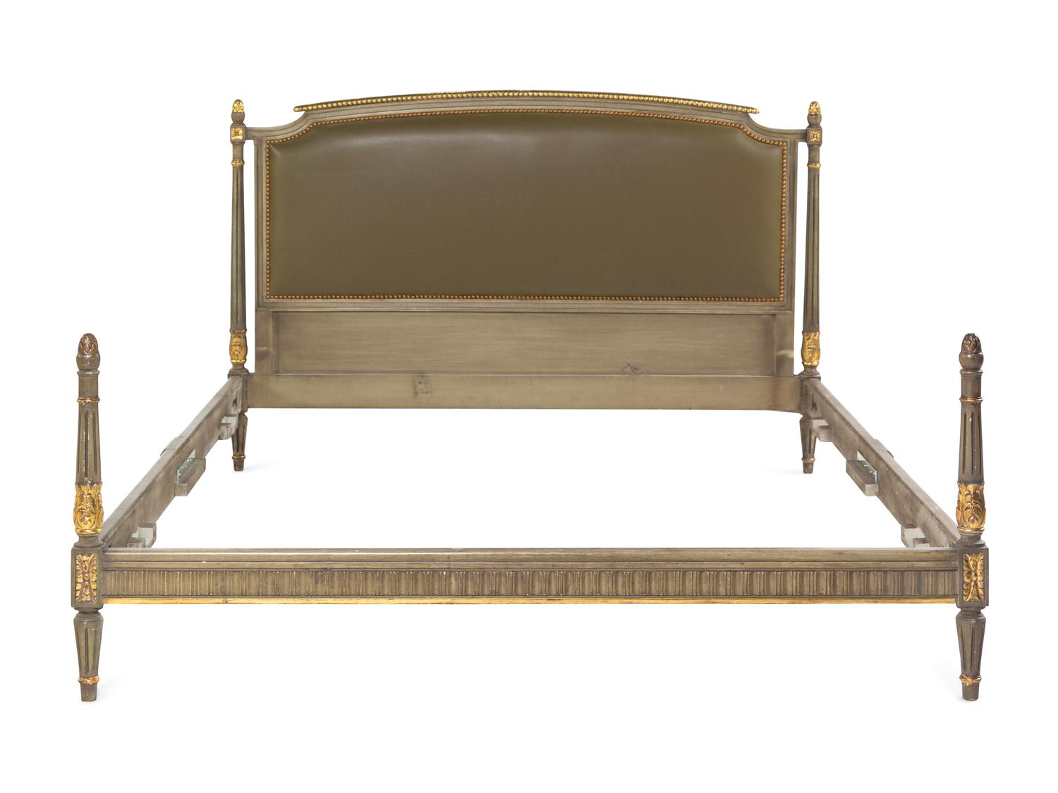 A Louis XVI Style Painted Parcel-Gilt Bed