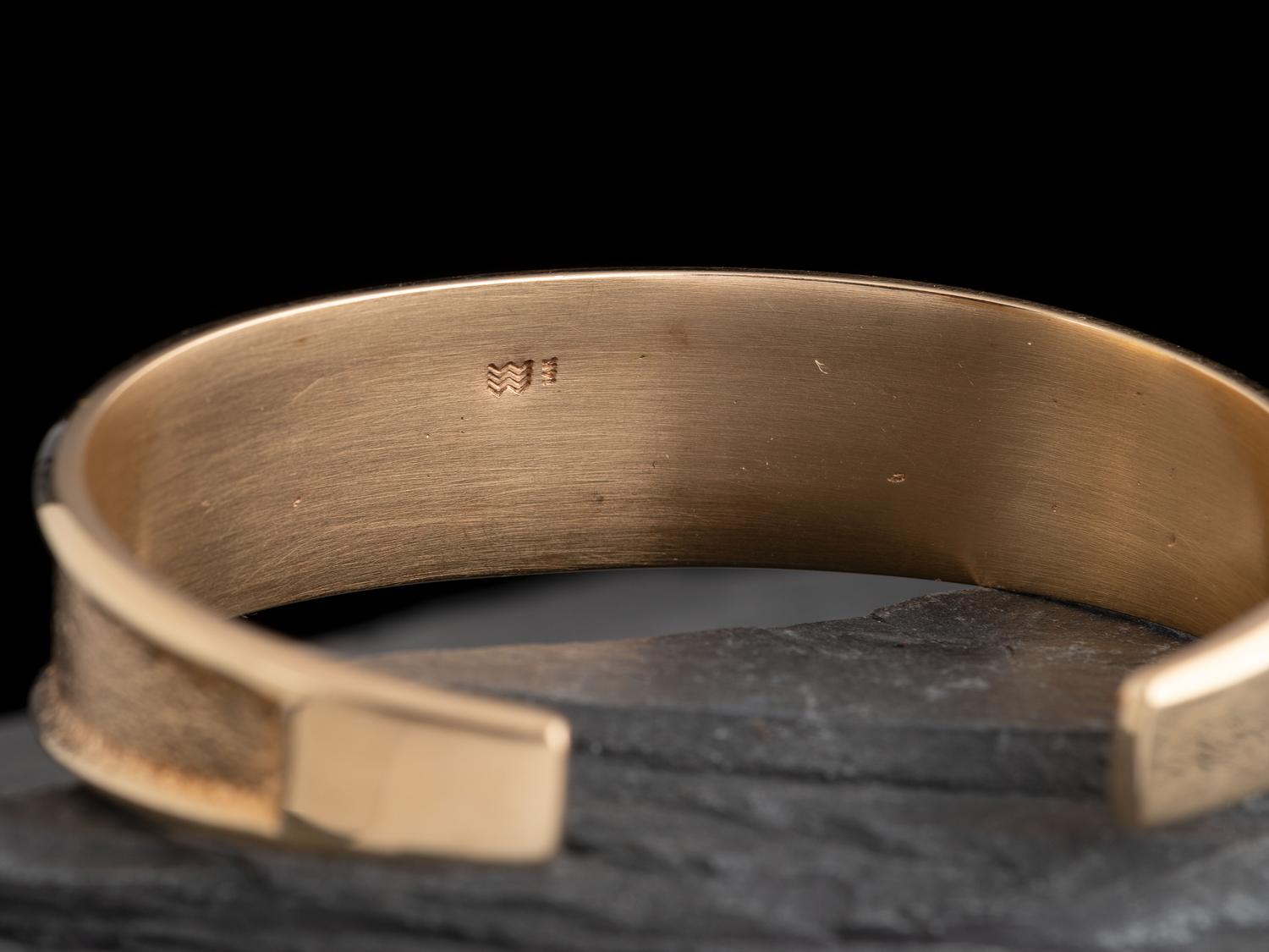 14K Gold Cuff Bracelet, with Silver Overlay Bear