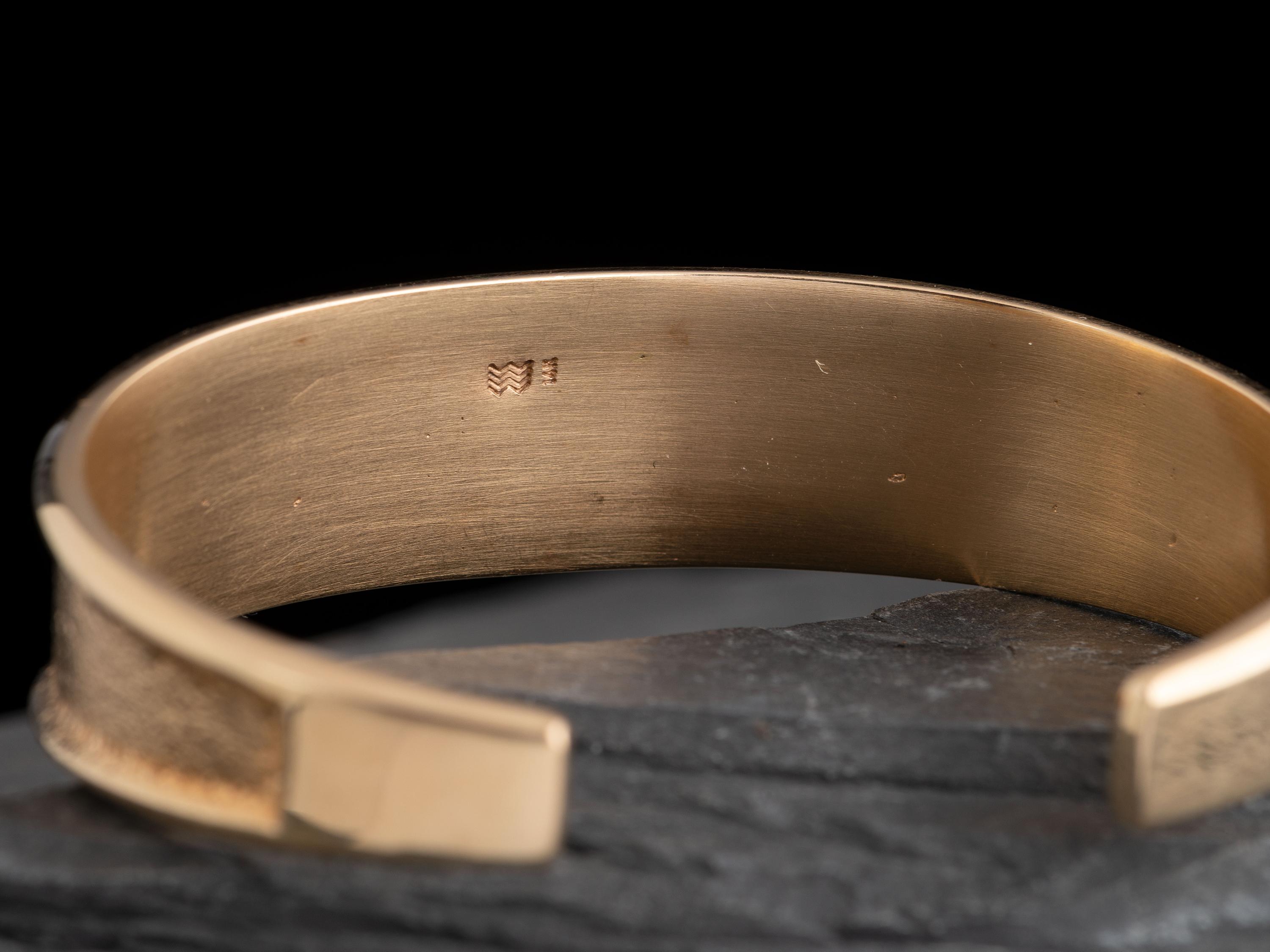 14K Gold Cuff Bracelet, with Silver Overlay Bear