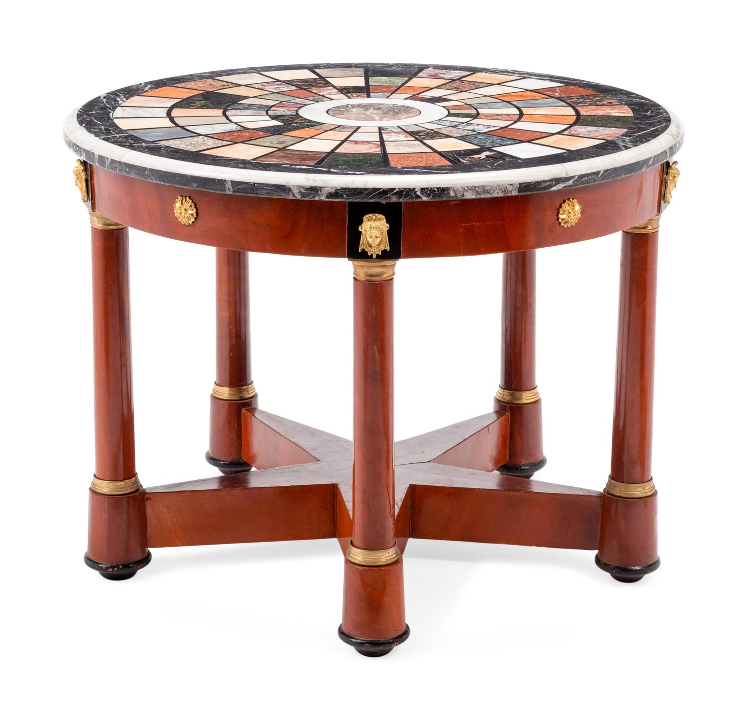 An Empire Style Gilt Bronze Mounted Specimen Marble-Top Table
