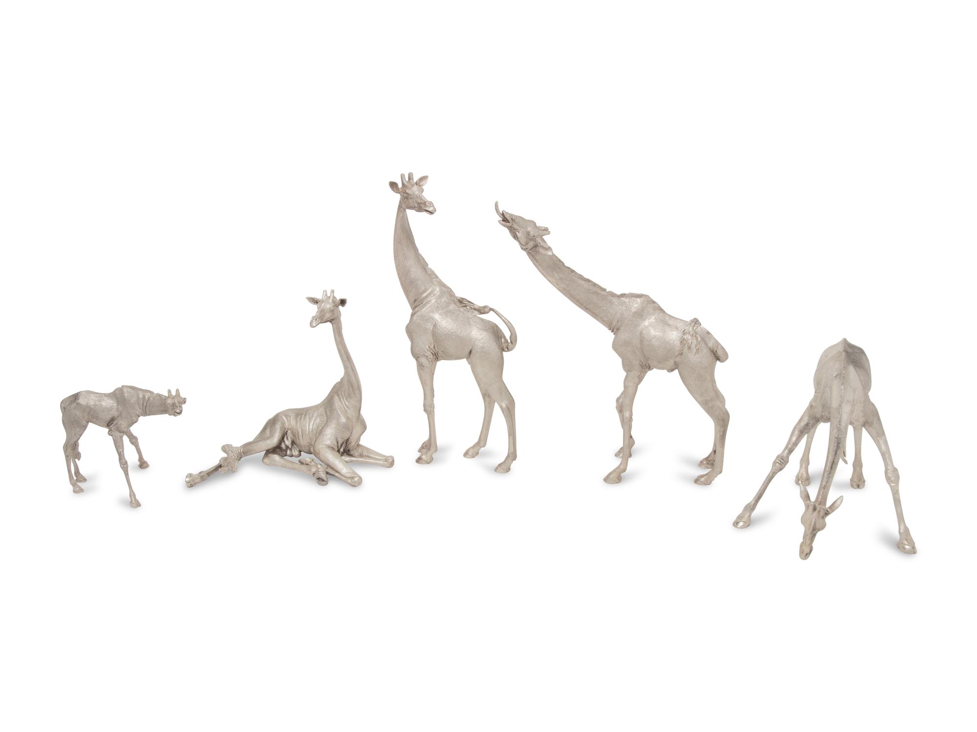 A Group of Five Patrick Mavros Silver Giraffes