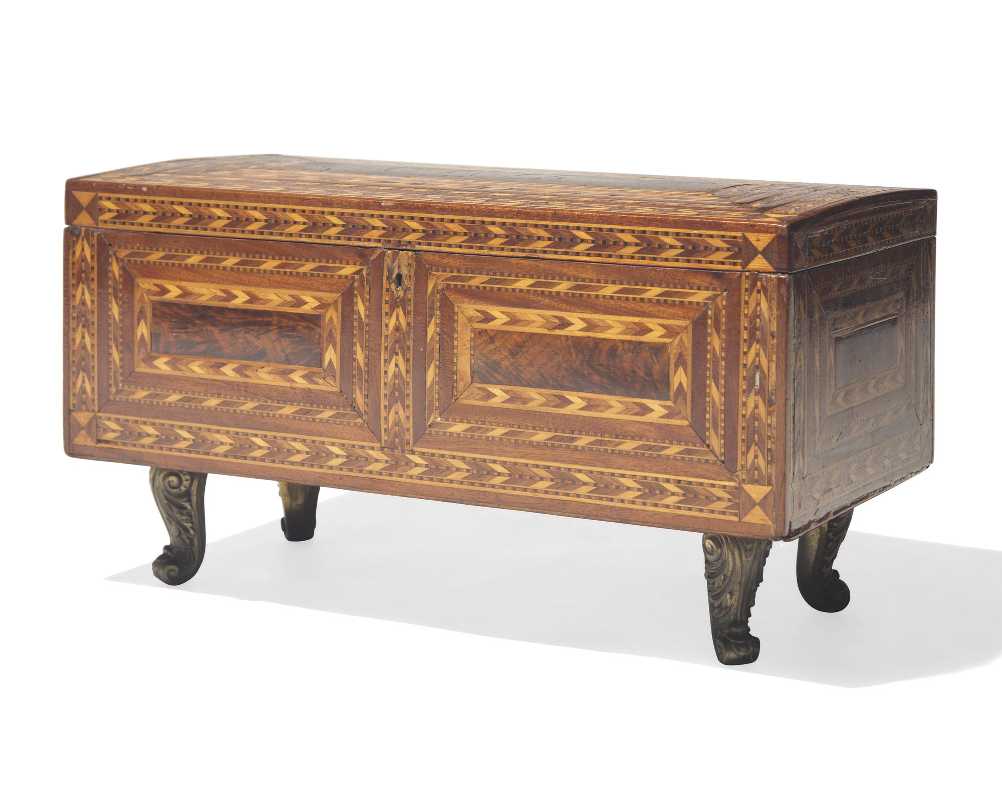 A small Dutch mixed woods parquetry chest, first half 19th century