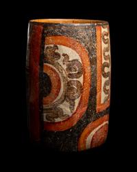 A Maya Polychrome Cylinder Vessel