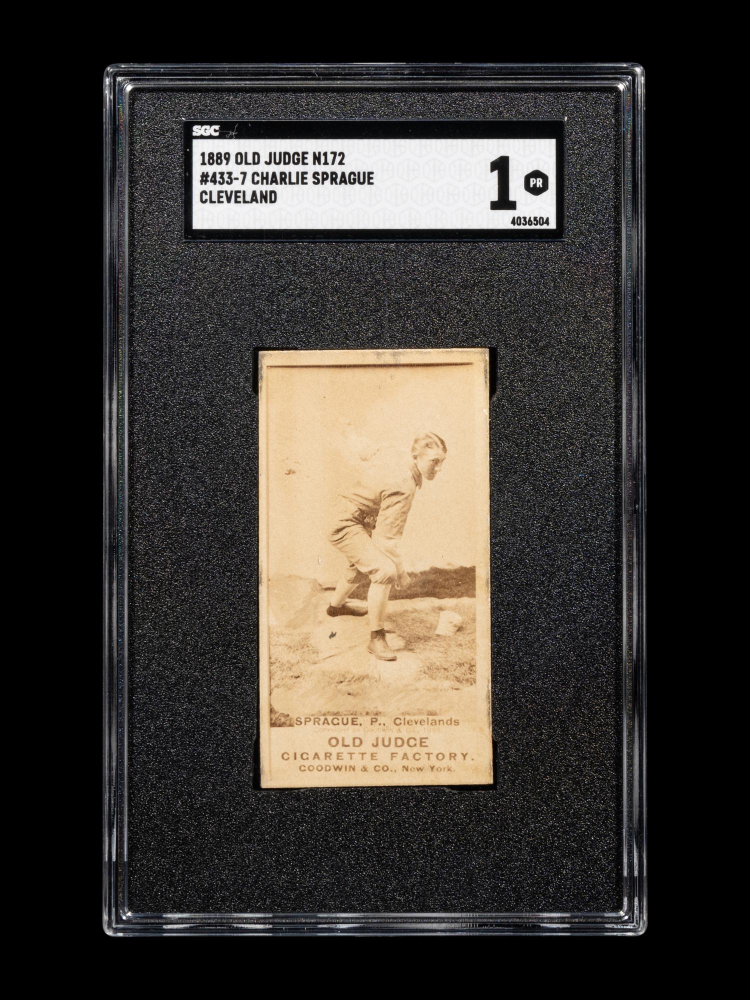 An 1889 Old Judge N172 Charlie Sprague Cleveland Baseball Card (SGC 1) POP 1 in SGC