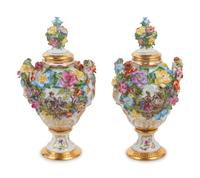A Pair of Lidded Porcelain Vases — 19TH CENTURY