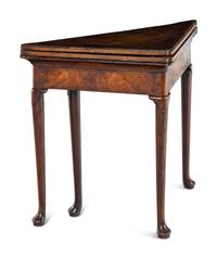 A George III Walnut Flip-Top Corner Table