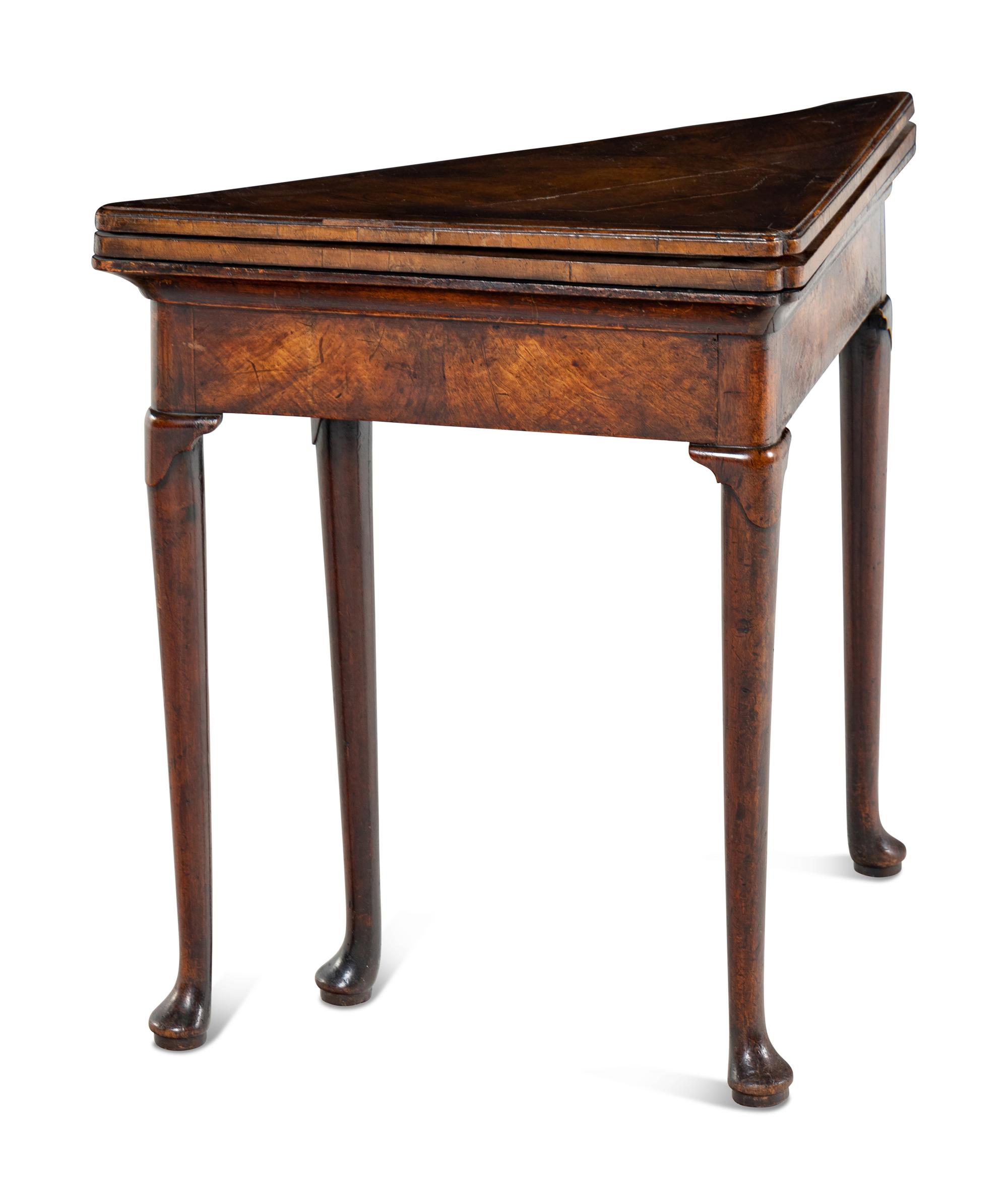 A George III Walnut Flip-Top Corner Table