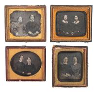 [EARLY PHOTOGRAPHY]. A group of 15 daguerreotype portraits of pairs of women, including: